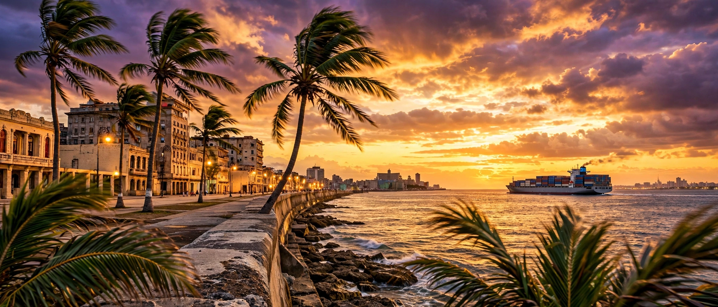 Malecón de La Habana al atardecer — ver nuestra tarjeta